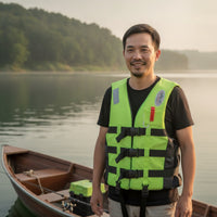 Safety Life Jacket with Whistle High-Visibility Life Vest with Whistle Reflective Foam Flotation Vest Sleeveless for Boaters, Anglers, Boating, Fishing, Emergency Preparedness