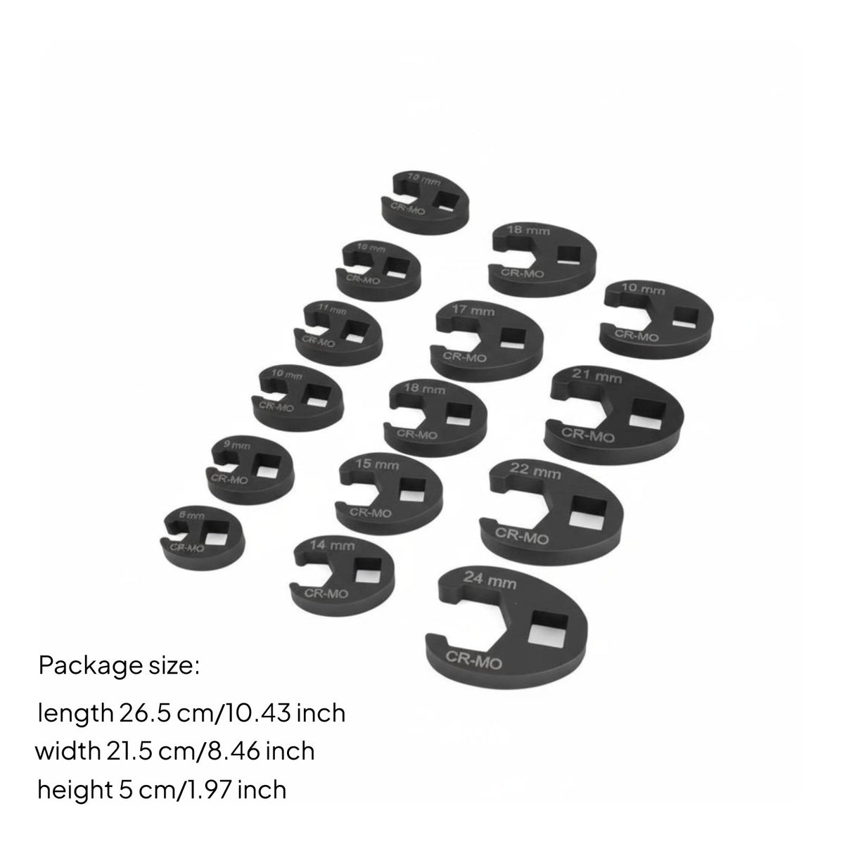 15 Pieces Interchangeable Head Wrench Set Non-Slip 3/8 Drive Wrench Head Set Marked Sizes Technician Tool Kit for Mechanics, Machinery Maintenance
