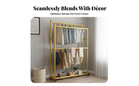 Stable and Sturdy Double Tier Clothes Rack Easy Assembly 2 Tier Garment Rack Large Capacity Double Rod Clothing Stand Anti-Slip Feet for Homeowners, Boutique Owners, Balcony, Bedroom, Entryway, Dorm Room