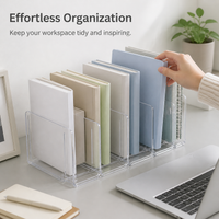Clear Acrylic Bookends, Non-Slip Dividing Book End for Shelves, Matte Desktop Book Holder for Students & Office