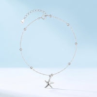 Adjustable Anklet with Sea Star Pendant Minimalist Silver Anklet Delicate Ankle Bracelet Lightweight for Vacation