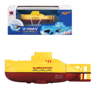 Rechargeable Wireless Control Underwater Vehicle Battery-Powered RC Underwater Vehicle Toy Plastic Aquatic Plaything Yellow and Red