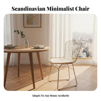 Nordic design Wire Mesh Armchair Minimalist Design Vanity Stool Hollow-openwork Backrest Dining Seat Lightweight Frame for Interior Designers, Cafe Owners, Makeup Area, Bedroom, Living Room, Home Office