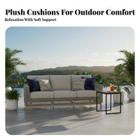 Waterresistant Woven Sofa and Chair Set sunlight-resistant Outdoor Furnishings Weather-Resistant Patio Seating Group includingh pads for Homeowners, Families, Hospitality Professionals, Terrace, Sunroom, Balcony, Backyard