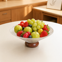 Luxury Clear Glass Fruit Bowl, Footed Serving Bowls for Dinner Parties, Decorative Glass Bowl for Kitchen Counter