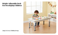 children's Drawing Table and Chairs Drawable Surface Kids Play Table Set Easy to Clean Height Adjustable Young Child Desk Set for Parents, Daycare