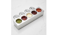 Condiment Organizer with Lid Food-Grade Condiment Organizer with Lids Rust-Resistant Five Compartment Seasoning Box for Caterers, Restaurant Kitchens