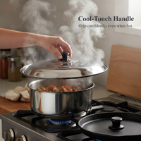 Thickened Stainless Steel Pot Lid for Woks and Frying Pans