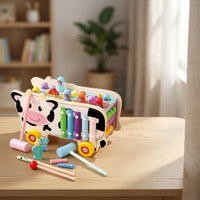 Early-Learning Pounding Bench with Hammer Rainbow Shape Sorter with Pegs Colorful Wooden Shape Sorter Easy-to-Hold for Toddlers, Kids, Daycare