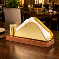 Gold Stainless Steel Napkin Holder, Modern Polished Serviette Dispenser for Restaurant & Cafe, Rectangular Double Hole Design for Home Dining