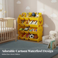 Child-Friendly Design Duck Toy Storage Rack Space-Saving Child S Storage Cabinet with Bins Large Capacity Multi-Bin Toy Organizer Sturdy Construction for Toddlers, Parents, Nursery, Kindergarten, Daycare, Living Room