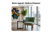 Sturdy Wood Frame Upholstered Accent Chair Retro Design Armchair Comfortable Backrest Living Room Furniture adaptable Placement for Interior Designers, Hotel Managers, Bedroom, Lounge Area, Small Spaces, Office