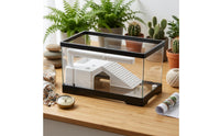Turtle Tank with Basking Platform Waterproof Turtle Tank with Filter Reptile Enclosure with Ramp Clear Terrarium Full View