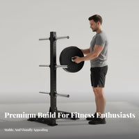 Heavy Duty Barbell and Plate Storage Rack Stable Base Weight Plate and Bar Holder Space Saving Design Standard Weight Storage Rack Long-Lasting Construction