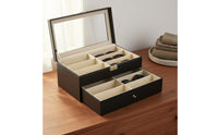 12-Compartment Double Tier Glasses Box Large Capacity Sunglasses Organizer Box Sunglasses Storage Organizer Soft Safeguarding