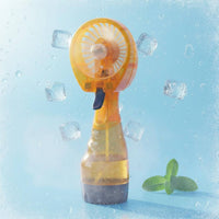 Handheld Misting Fan Operated Misting Device with Flexible PVC Fan Vanes Compact for Travelers, Commuters, Travel, Outdoor Walks, Desk