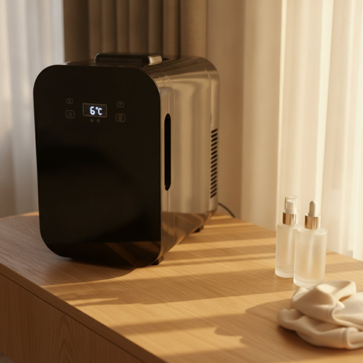 Compact Mini Fridge Sleek Mini Refrigerator Stylish Thermoelectric Cooler and Warmer Versatile for Car, Travel