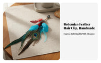 Feather Hair Fastener Handmade Peacock Feather Hair Fastener Colorful Feathers Chic Able for Women, Photography Shoots