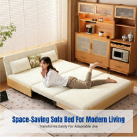 Hardwood Folding Sofa Bed, Chenille, Convertible Sleeper, Armless, Storage, Space-Saving, Small Apartment, Living Room, Balcony, 2025 New