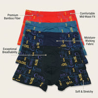 Men's Breathable Modal Boxers with Moisture Wicking Flat Leg Design for Daily Wear, Soft Active Underwear Multipack for