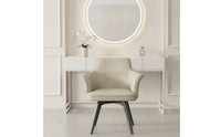 Eco Leather Upholstered Chair with Swivel Base Padded Swivel Chair with Armrests Comfy Armchair Ergonomic for Vanity