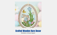 Easter Hare Hanging Wooden Ornament, Handmade Hare Decoration, Seasonal Party Decor, DIY Craft