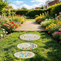 DIY Mosaic Stepping Stone Kit Outdoor Stepping Stone Mold Set Waterproof Mat Round Mold Kit Alphabet Molds