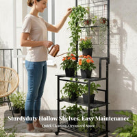 Supports Climbing Plants Rolling Plant Stand with Trellis Multi-Tier Design Tiered Metal Trellis Freestanding Flower Rack Space-Saving for Gardeners, Homeowners, Home Decorators, Balcony, Patio, Living Room, Office