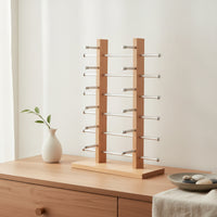 Tabletop Eyeglass Display Rack Freestanding Eyeglass Holder Stand Wooden Eyewear Display with Metal Pegs Countertop for Optical Shops, Collectors, Retail Stores, Dresser