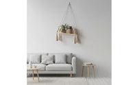 Natural Wood Macrame Wall Hanging Shelf Bohemian Tapestry Shelf Home Storage for Bedroom