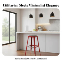 Full-metal Construction utilitarian rearlessless Counter Stool Built-in Footrest Bar Chair sturdyDuty Indoor Seating Vintage Look for Design aficionados, Business Owners, Cafe, Restaurant, Workshop, eatery