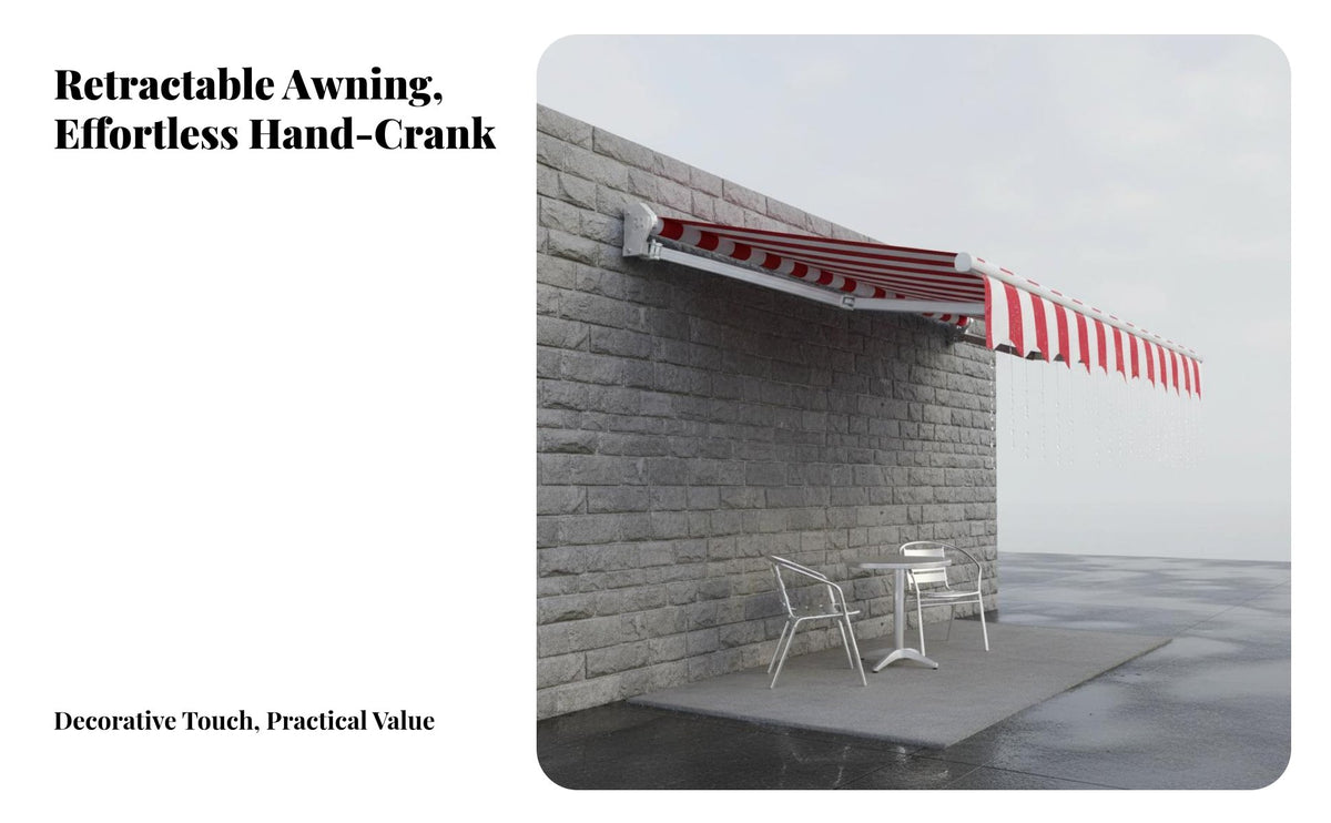 Retractable Awning Sturdy Aluminum Frame Retractable Patio Awning Sun Protection Manual Patio for Shopkeepers, Storefront, Doorway, Backyard