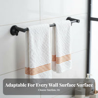 Drilltool-Less Installation Extendable Suction Cup Bar Multi-Purpose Towel Holder Heavy-Duty Bathroom Hardware Safe Rounded Edges for Renters, Homeowners, Families, Laundry Room, Kitchen, Closet