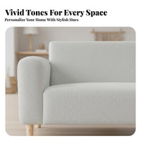 Nordic design Curved Boucle Settee Space-Saving Loveseat Minimalist Aesthetic Upholstered Seating Wooden Legs for Apartment Dwellers, Interior Designers, Living Room, Bedroom, Lounge Area, Entryway