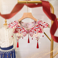Traditional Embroidered Collar Layered Traditional Chinese Collar Elegant Neckline Trim Easy to Match for Cosplayers, Performers