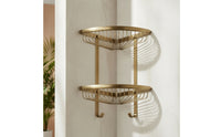 Double-Layer Shower Shelf Fan-Shaped Washroom Shelf with Two Tiers Space-Saving