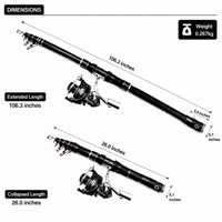 Carbon Fiber Telescopic Fishing Rod and Reel Combo 6 Section Spinning Sea Rod