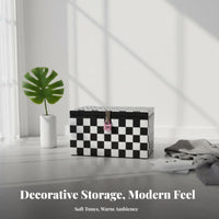 Woven Lockable Chest With Lock Hinged Lid Container Cotton Lined Interior