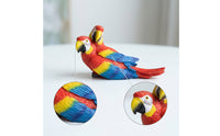 Parrot Figurine with Branch Carved Resin Parrot Statue Outdoor Ornament for Bonsai