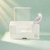 Wide Perch Rim Automatic Parrot Bathtub Detachable Design Bird Enclosure Water Fountain Splash Proof Electric Bird Shower for Aviary