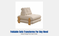 Folding Sectional Sofa Bed, Sturdy Wood Frame, Convertible, Cream Minimalist, Space-Saving, Living Room