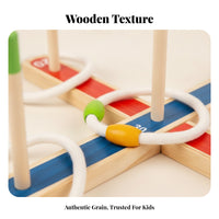 Rope Rings Peg Hoop Game Colored Strips Wooden Hoop Toss Board for Children
