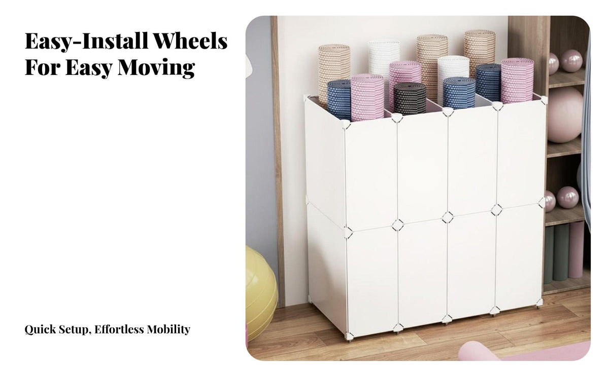 Space Saving Exercise Mat Storage Bin Large Capacity Exercise Mat Storage Rack With Wheels Rolling Fitness Gear Cart Stable & Sturdy