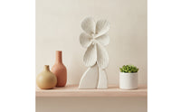 Floral Sculpture Cream-Colored Decorative Piece Figurine Textured Tabletop Decor for Entryway, Office Reception