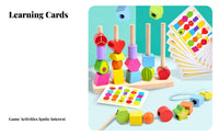 Develops Fine Movement Skills Fruit and Shape Stacking Toy Improves Hand-Eye Coordination Lacing Beads Toy Set Made from Solid Wood