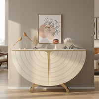 Sideboard with Textured Slab Top Khaki Sideboard Cabinet Minimalist Storage Cabinet with Shelves for Living Room, Entryway