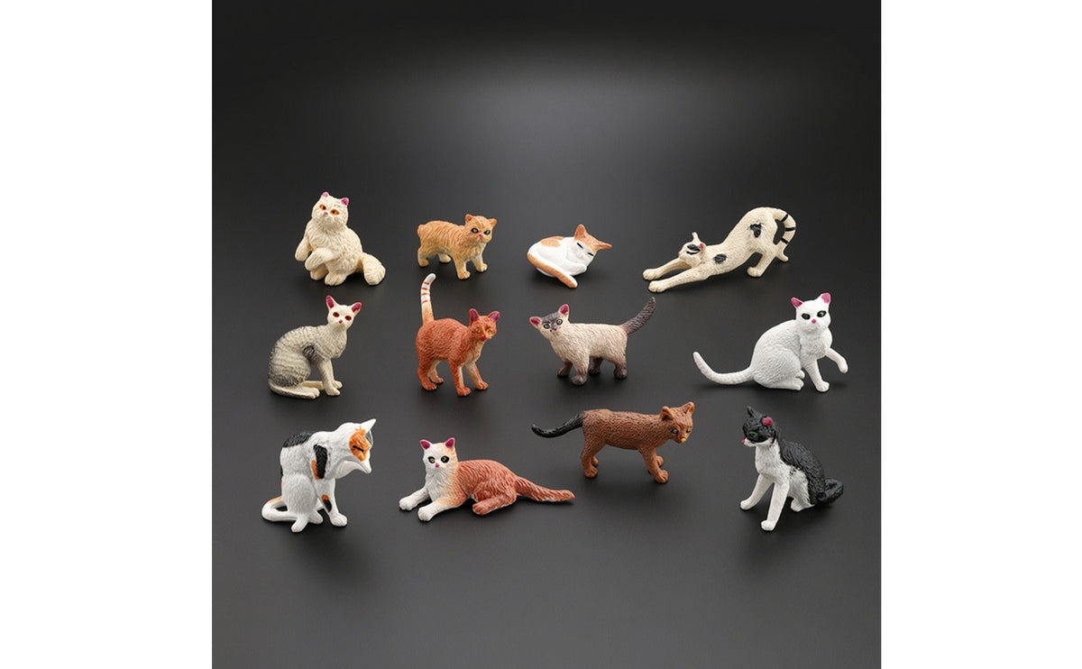 12 Pieces Collectible Cat Figurines Assorted Miniature Cat Figures Tiny Miniatures Painted for Crafters, Desk Decor