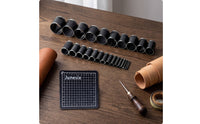 26 Pieces Leather Circle Cutter Tool Set Heavy Duty Leather Hole Punch Dies Kit Interchangeable Hole Perforator for Leathercrafters, Leathercraft