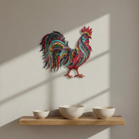 Metal Cockerel Wall Decor Easy to Hang Metal Cockerel Wall Art Colorful House Decoration for Entryway, Porch
