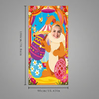 Easter Bunny Photo Prop Banner Indoor Outdoor Use Easter Photo Cutout-Hole Banner Festive Atmosphere Face in Hole Party Backdrop for Families, School, Party, Xmas